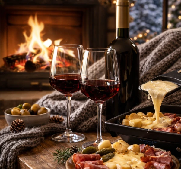 Vin rouge au coin du feu